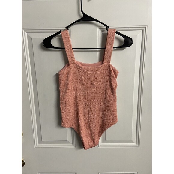 Jacks Swimwear Girls S Peach lined One Piece Swimsuit Smocked Stretchy - Picture 4 of 6